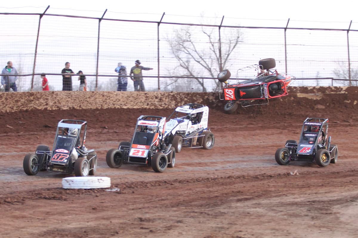 Dirt track race wreck
